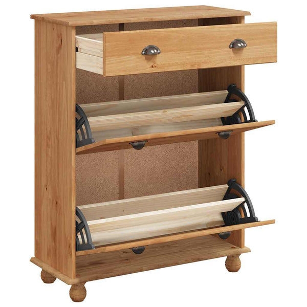 Schuhschrank Kiefer Massivholz Braun 85x108cm