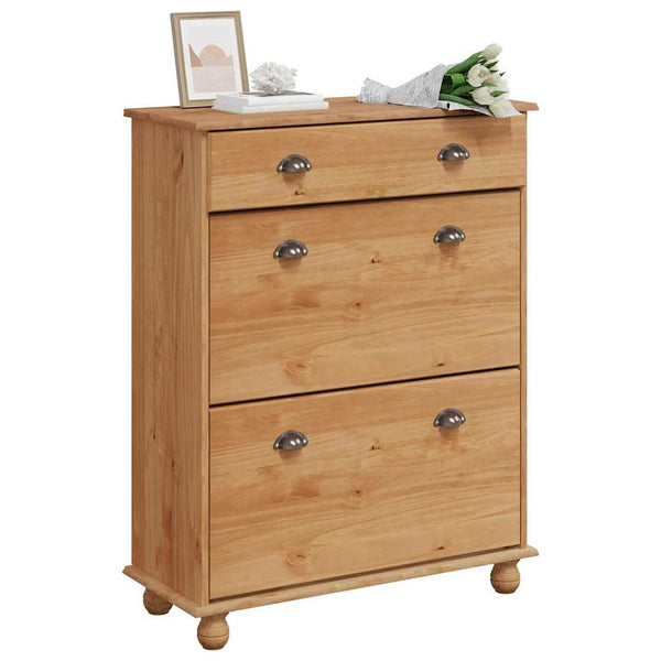 Schuhschrank Kiefer Massivholz Braun 85x108cm