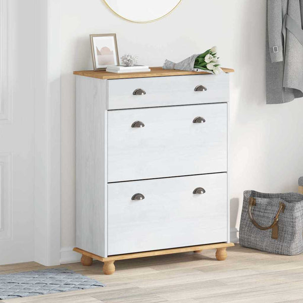 Weißer Schuhschrank Kiefer Massivholz 85cm