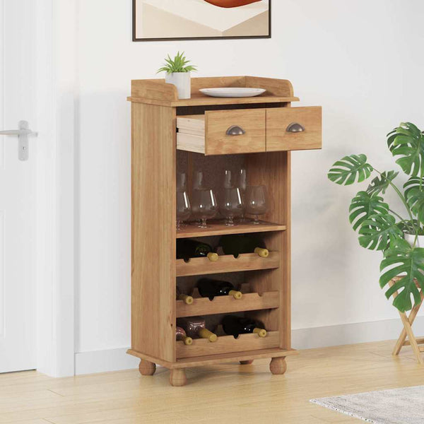 Weinschrank ASKIM Honigwachs Kiefer Massivholz