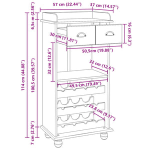 Weinschrank ASKIM Weiß/Honig, 57x37x114 cm