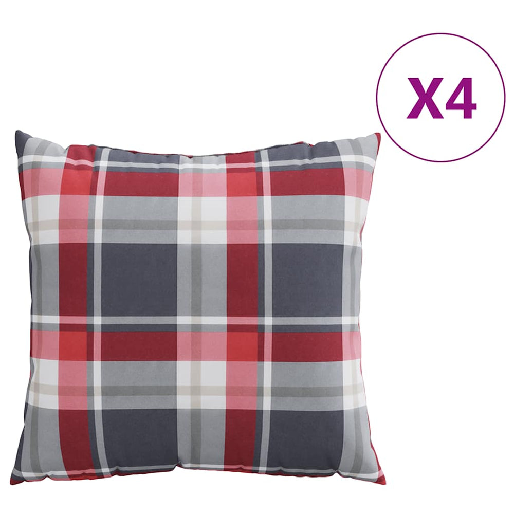 Sofakissen 4er Set Rot Karomuster 40x40 cm