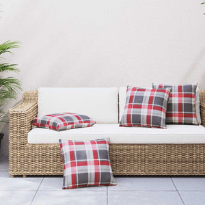 Sofakissen 4er Set Rot Karomuster 40x40 cm
