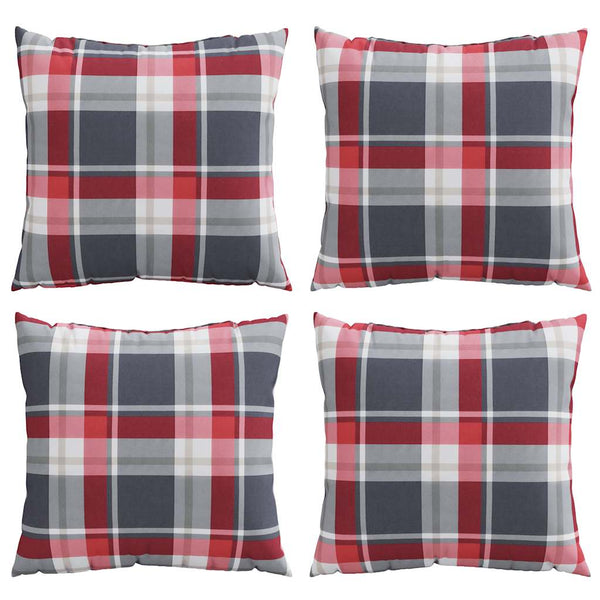 Sofakissen 4er Set Rot Kariert 50x50 cm