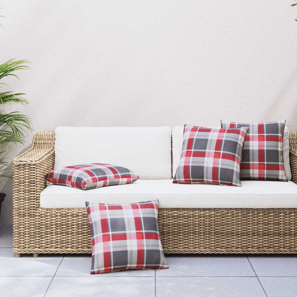 Sofakissen 4er Set Rot Kariert 50x50 cm