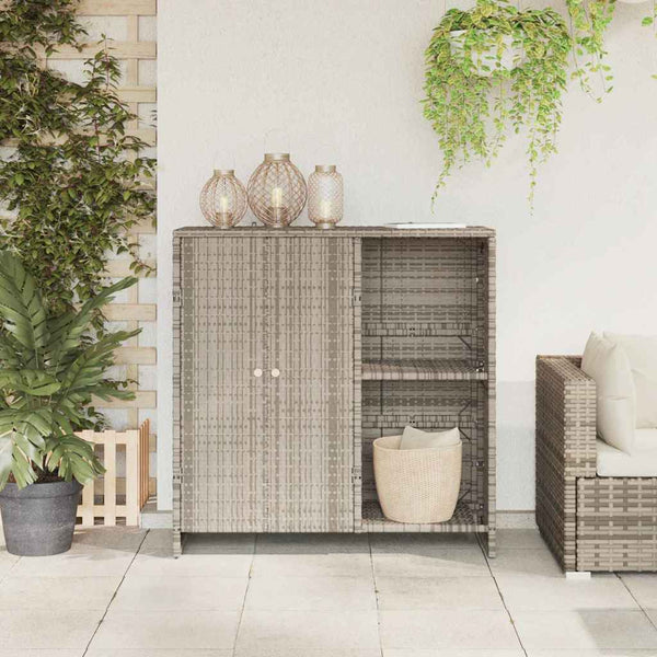 Hellgrauer Rattan Aufbewahrungsschrank 100 cm