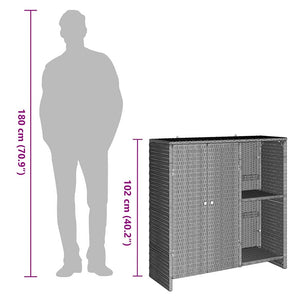 Hellgrauer Rattan Aufbewahrungsschrank 100 cm