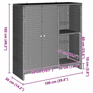Hellgrauer Rattan Aufbewahrungsschrank 100 cm