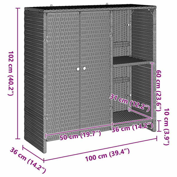 Hellgrauer Rattan Aufbewahrungsschrank 100 cm