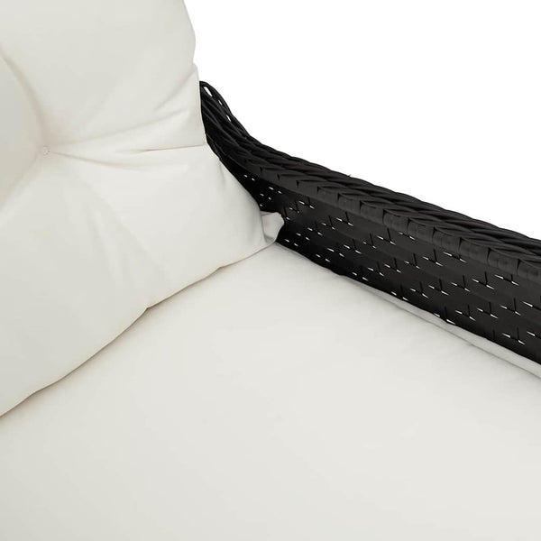 Schwarzer Poly-Rattan Liegestuhl mit Kissen