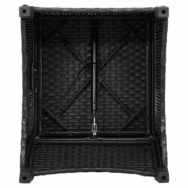 Schwarzer Poly-Rattan Liegestuhl mit Kissen