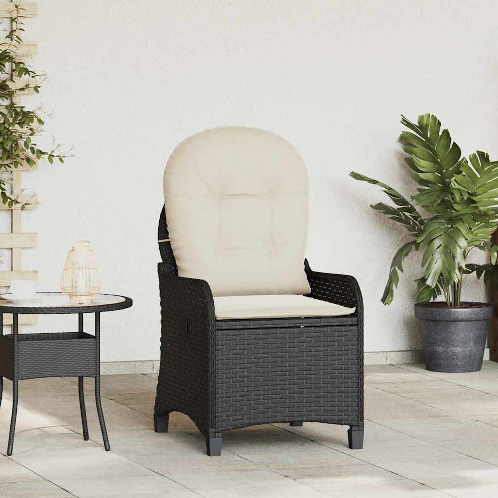 Schwarzer Poly-Rattan Liegestuhl mit Kissen