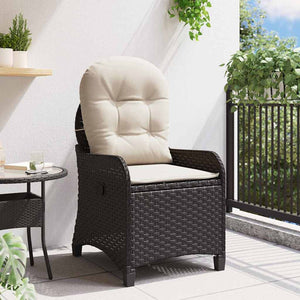 Schwarzer Poly-Rattan Liegestuhl mit Kissen