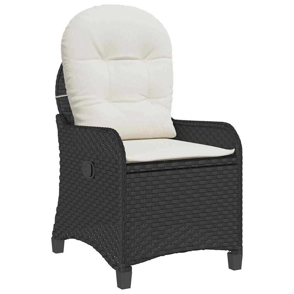 Schwarzer Poly-Rattan Liegestuhl mit Kissen