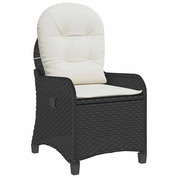 Schwarzer Poly-Rattan Liegestuhl mit Kissen