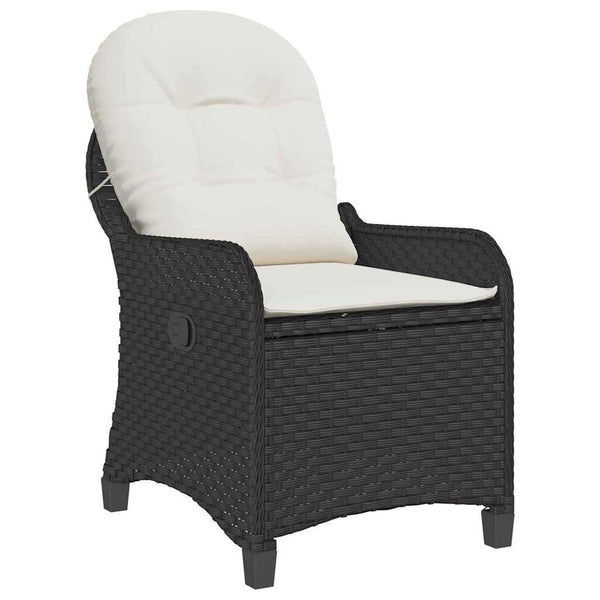 Schwarzer Poly-Rattan Liegestuhl mit Kissen