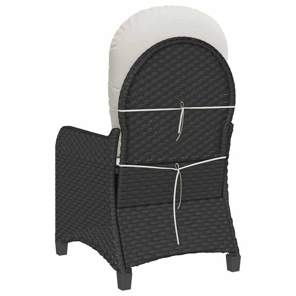 Schwarzer Poly-Rattan Liegestuhl mit Kissen