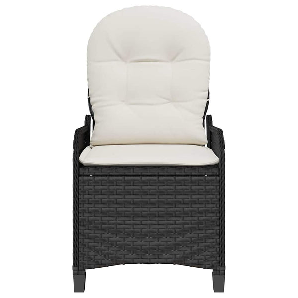 Schwarzer Poly-Rattan Liegestuhl mit Kissen