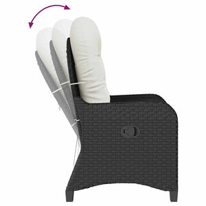 Schwarzer Poly-Rattan Liegestuhl mit Kissen