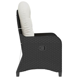 Schwarzer Poly-Rattan Liegestuhl mit Kissen