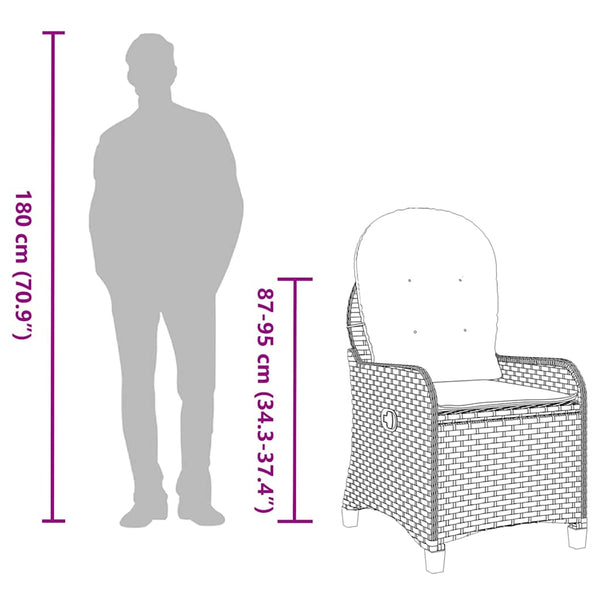 Schwarzer Poly-Rattan Liegestuhl mit Kissen