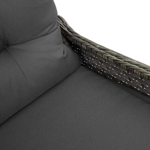 Gartenliege Grau mit Kissen Poly-Rattan