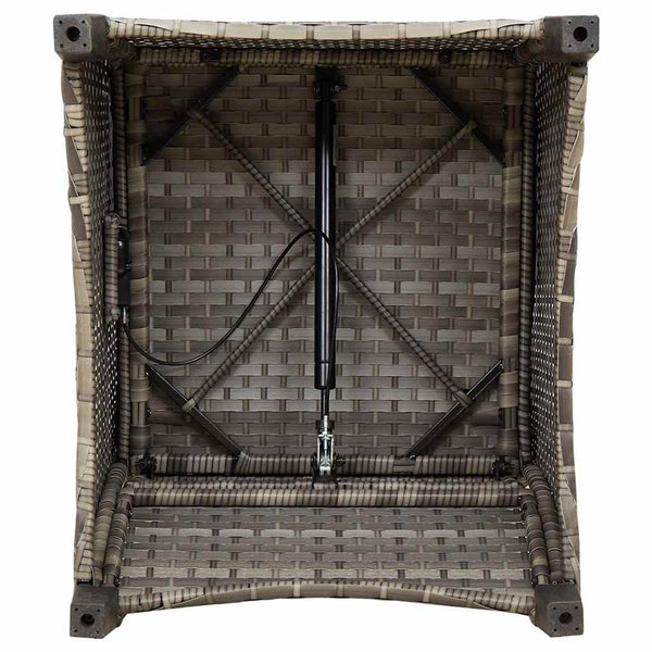Gartenliege Grau mit Kissen Poly-Rattan