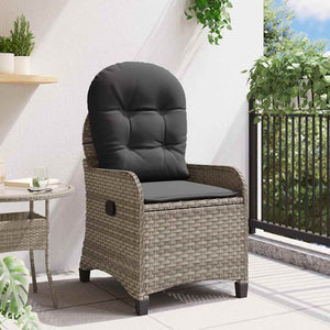 Gartenliege Grau mit Kissen Poly-Rattan
