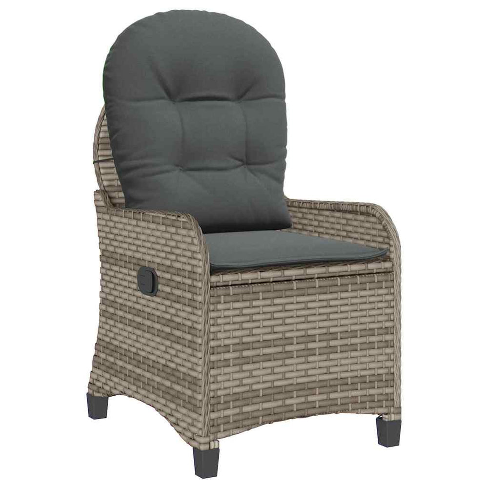 Gartenliege Grau mit Kissen Poly-Rattan