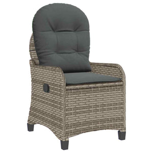 Gartenliege Grau mit Kissen Poly-Rattan