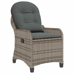 Gartenliege Grau mit Kissen Poly-Rattan