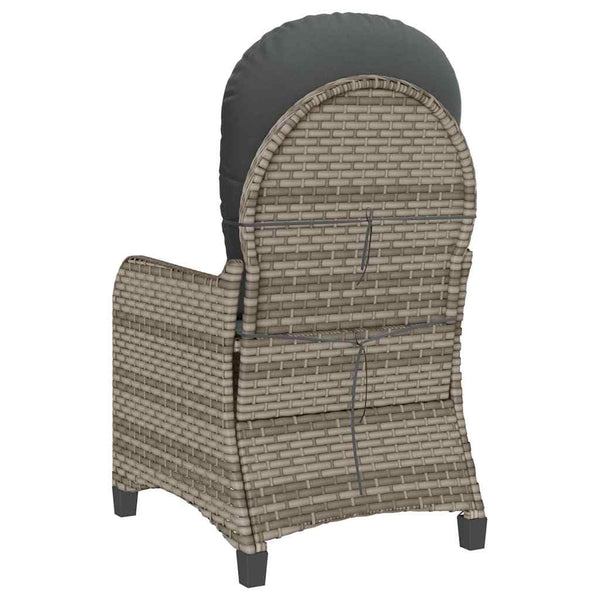 Gartenliege Grau mit Kissen Poly-Rattan