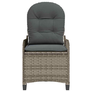 Gartenliege Grau mit Kissen Poly-Rattan