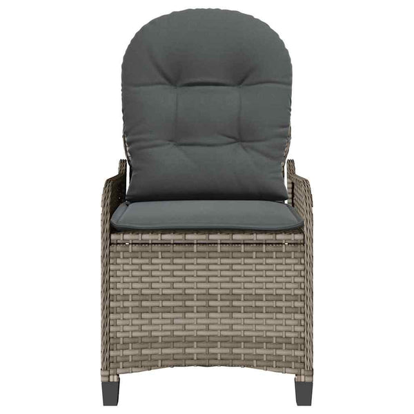 Gartenliege Grau mit Kissen Poly-Rattan