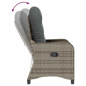 Gartenliege Grau mit Kissen Poly-Rattan