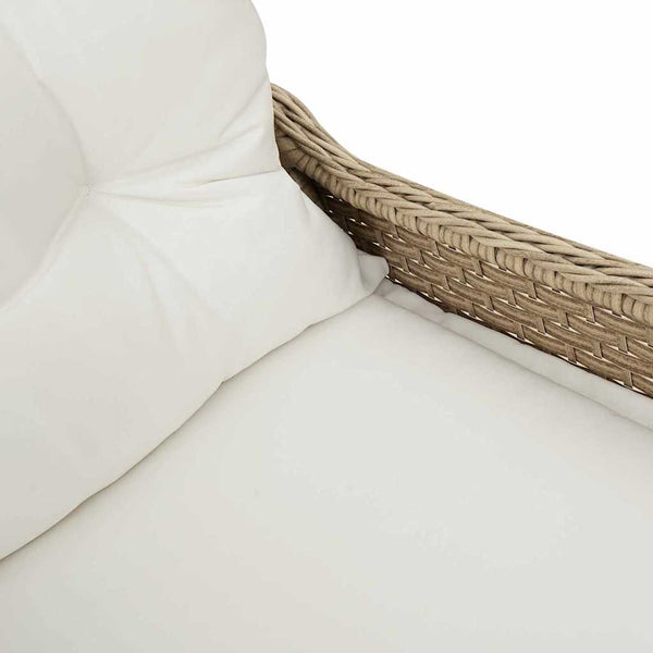 Beige Poly-Rattan Liegestuhl mit Kissen