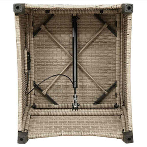 Beige Poly-Rattan Liegestuhl mit Kissen