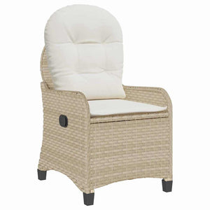 Beige Poly-Rattan Liegestuhl mit Kissen