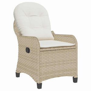 Beige Poly-Rattan Liegestuhl mit Kissen