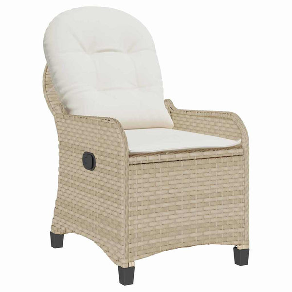 Beige Poly-Rattan Liegestuhl mit Kissen