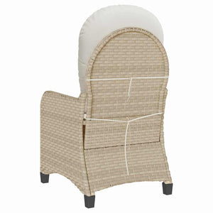 Beige Poly-Rattan Liegestuhl mit Kissen