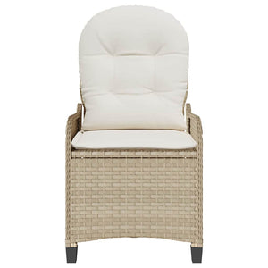 Beige Poly-Rattan Liegestuhl mit Kissen
