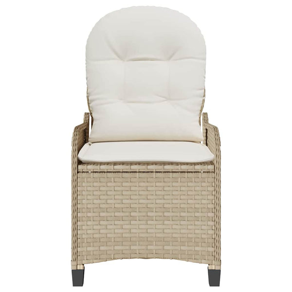 Beige Poly-Rattan Liegestuhl mit Kissen