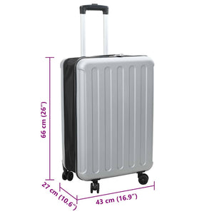 Silberner Koffer mit Schloss, 66 cm