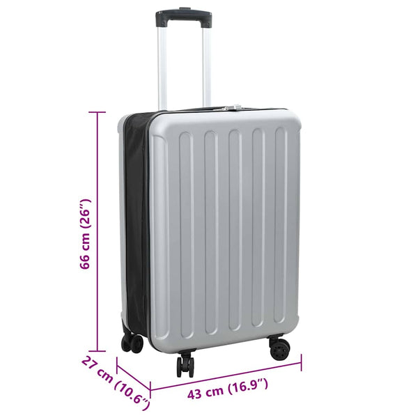 Silberner Koffer mit Schloss, 66 cm
