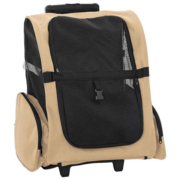 vidaXL Chariot 3-en-1 pour animaux de compagnie sable 48x32x(57-106) cm tissu Oxford
