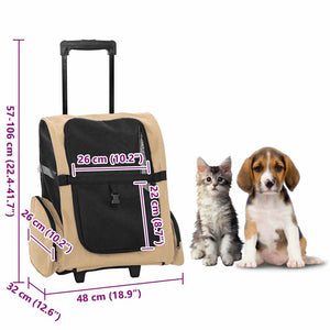 vidaXL Chariot 3-en-1 pour animaux de compagnie sable 48x32x(57-106) cm tissu Oxford