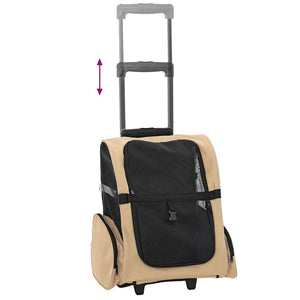 vidaXL Chariot 3-en-1 pour animaux de compagnie sable 48x32x(57-106) cm tissu Oxford
