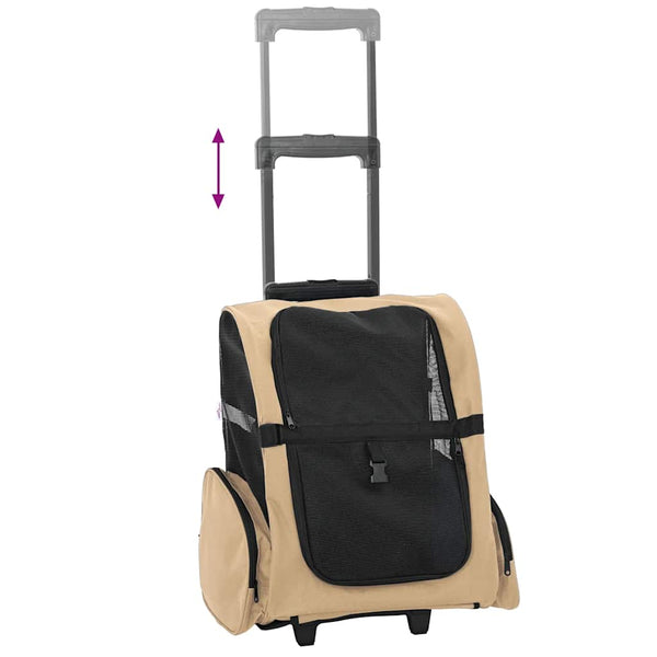 vidaXL Chariot 3-en-1 pour animaux de compagnie sable 48x32x(57-106) cm tissu Oxford