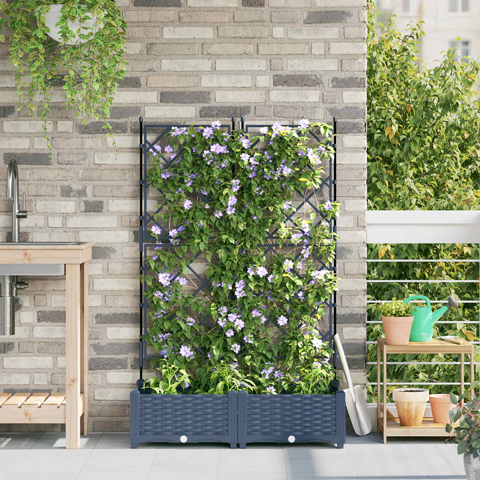Garten Pflanzgefäß Grau 2er-Set